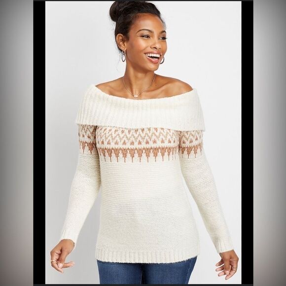 Maurices Fair Isle Marilyn Neck Pullover Sweater Size Medium NWT - Picture 6 of 6